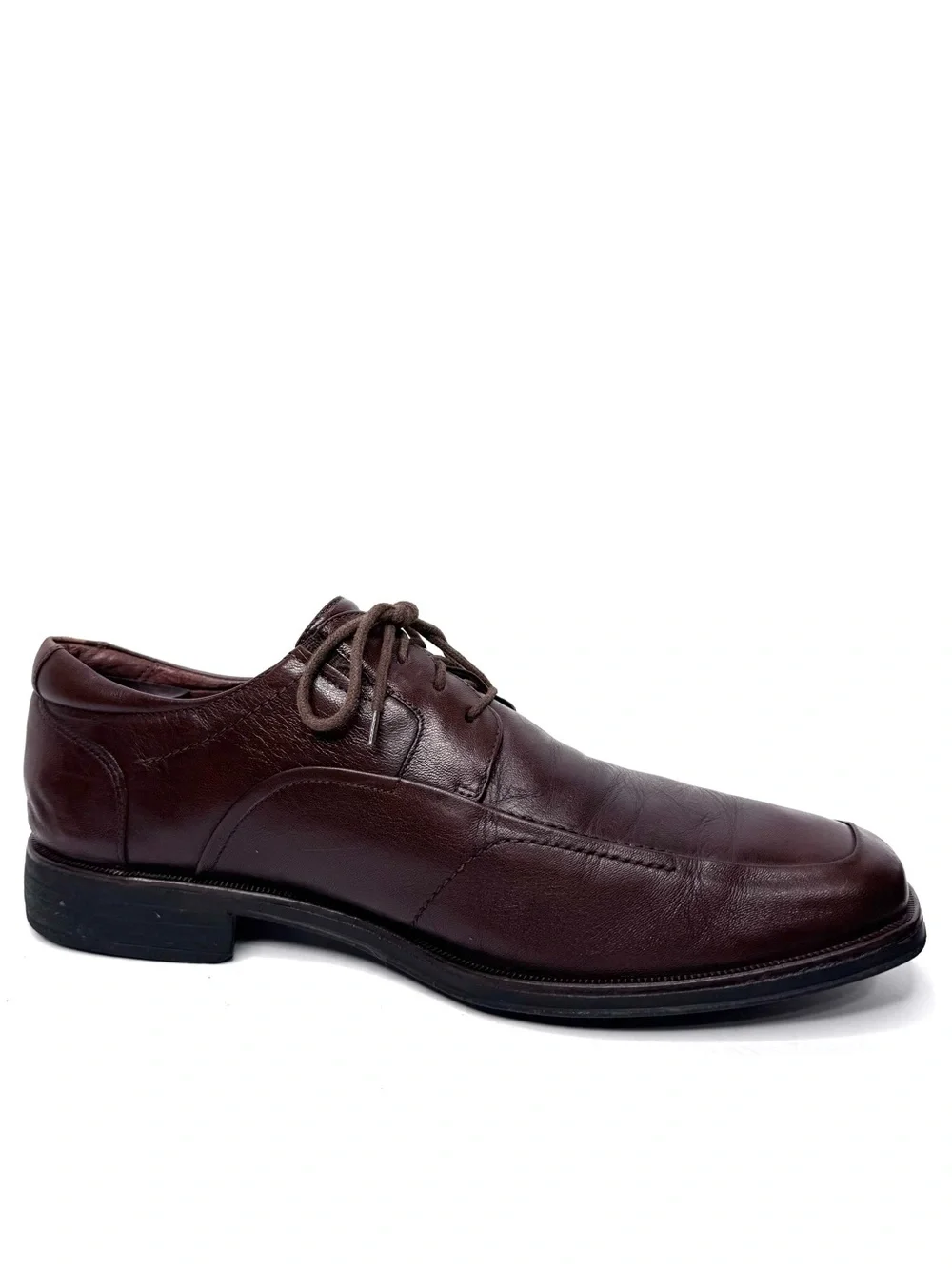 Johnston & Murphy Mens 12M Brown Leather Lace Up Bicycle Toe Dress Shoes Brazil